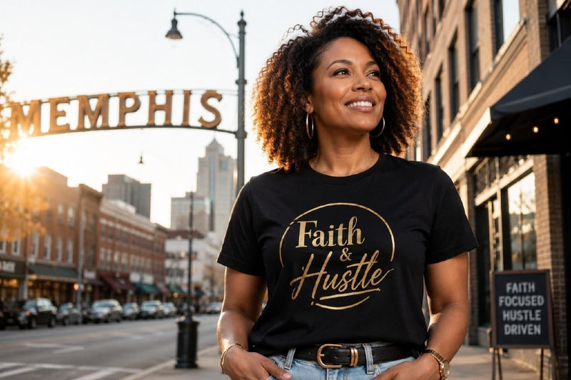 Faith & Hustle T‑Shirt — Inspirational Christian Graphic Tee