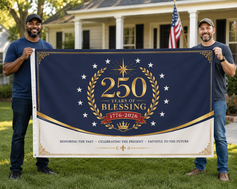 250 Years of Blessing 1776–2026 Commemorative Flag — Double-Sided Celebration Banner 1